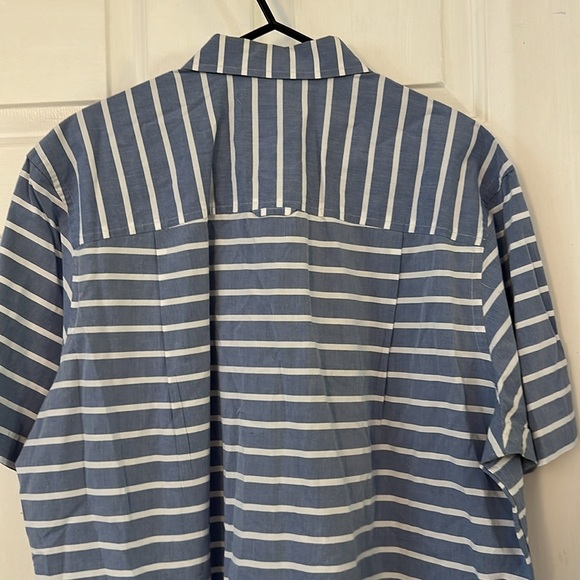Men’s Club Room Light Blue & White Striped Short Sleeve Button Up Shirt Size XL - Picture 7 of 8